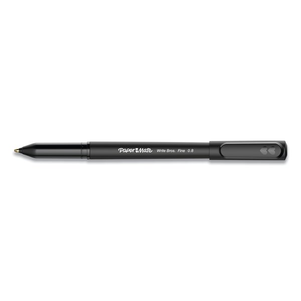 Paper Mate Write Bros. Ballpoint Pen, Stick, Fine 0.8 mm, Black Ink, Black Barrel, PK12 PK 2124515